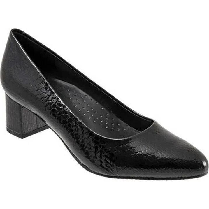 Trotters Kari Pump Womens 8.5 Black Nappa Leather Pointed Toe Block Heel ZPO3212