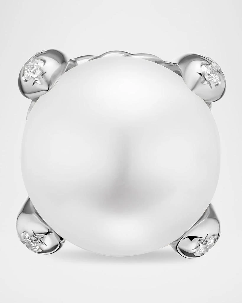 David Yurman Pearl Classics Stud Earrings with Diamonds in Silver, 6.6mm 4