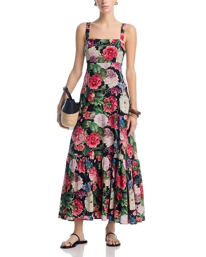chinese dress ladies Honeymoon Aqua Maxi Hawaiian Dress in Hibiscus Print main image 1