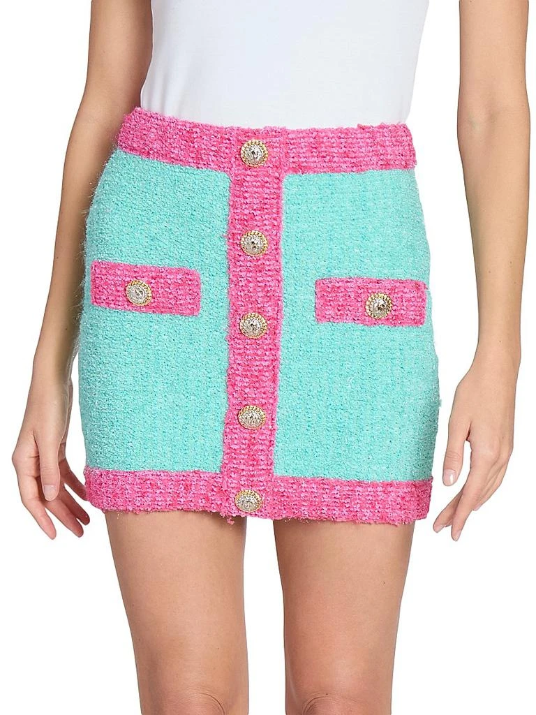 Balmain Colorblocked Bouclé-Knit Miniskirt 3