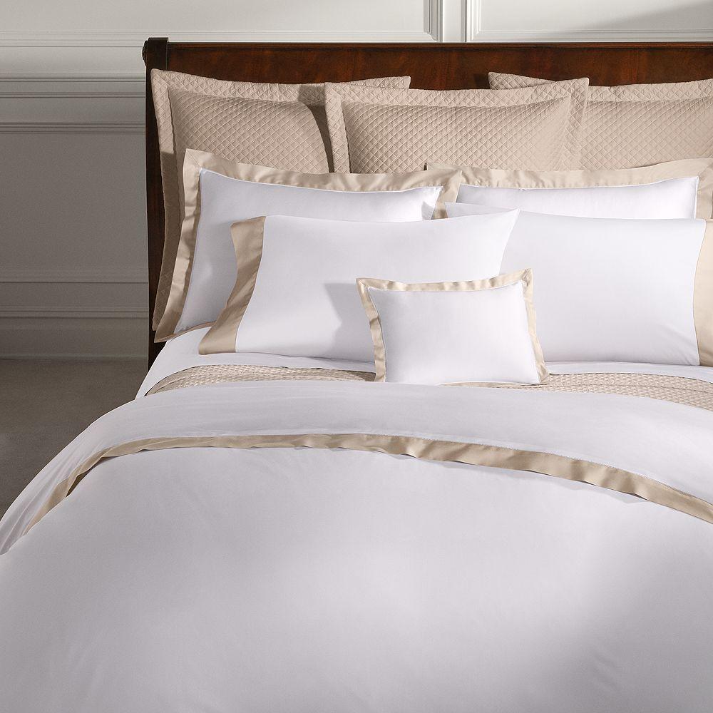 New Ralph 2024 Lauren RL Twin Organic Sateen Border Duvet Cover White Tan Sand $330