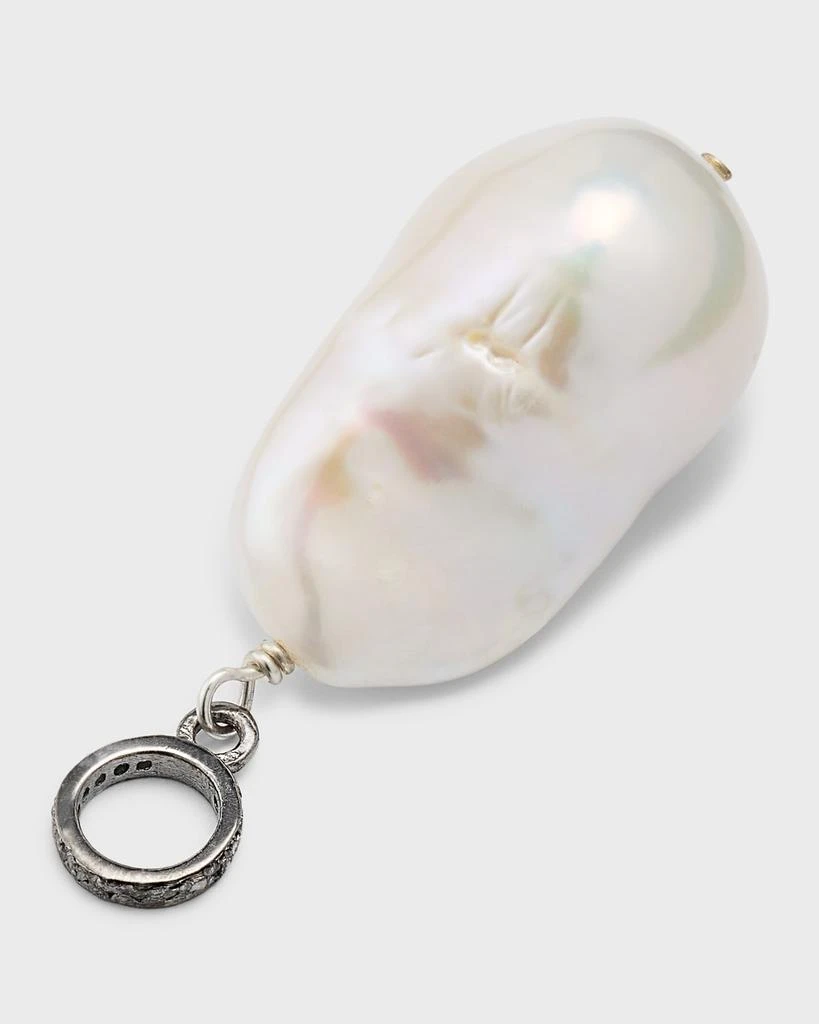 Margo Morrison Large White Baroque Pearl Charm with Diamond Jump Ring, 15-18mm 4