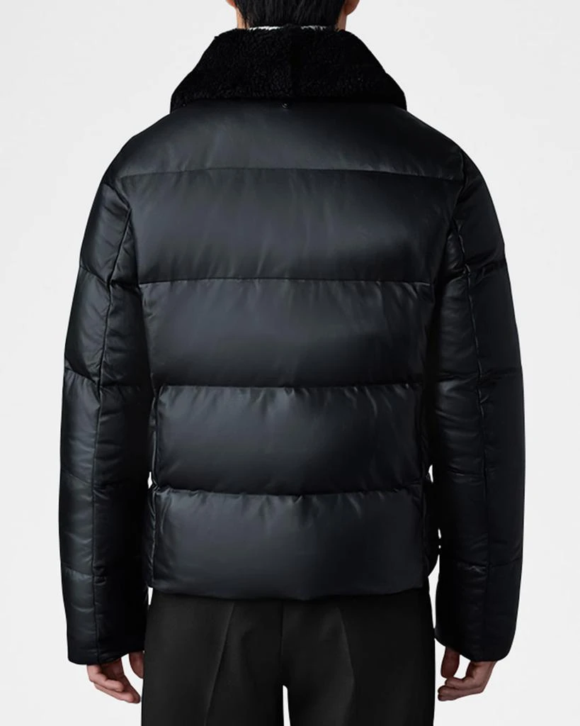 Mackage Men's Kyrie Leather Down Jacket with Shearling Collar 4
