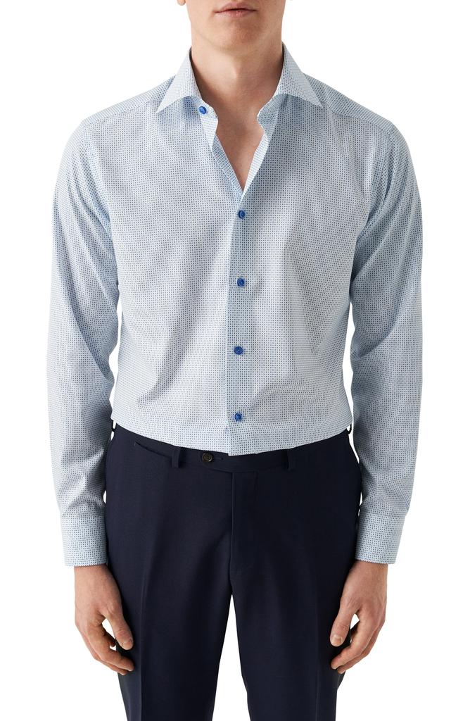 Eton Slim Fit Micro Geometric Cotton Twill Dress Shirt