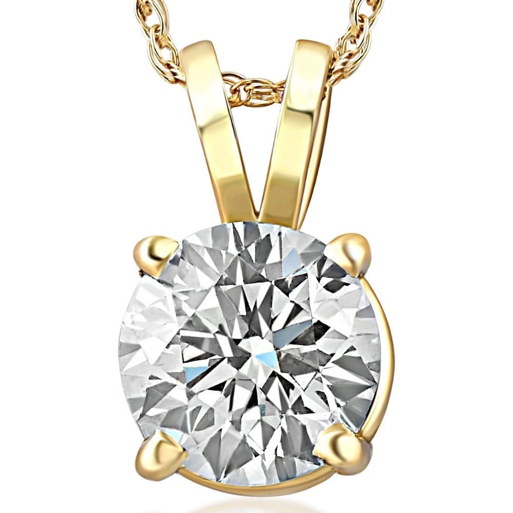Pompeii3 Certified 1Ct Round Diamond Solitaire Pendant Gold Necklace Lab Grown (FG/VS)