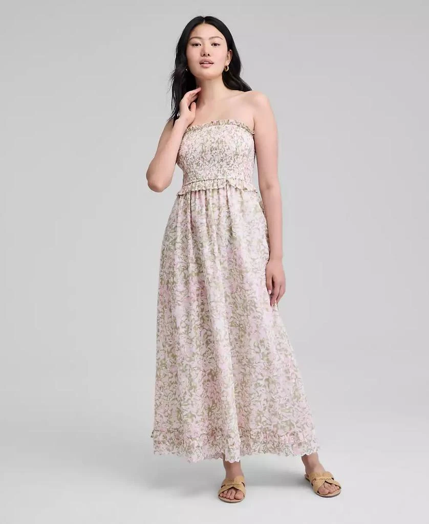 white christmas dresses Faithfull The Brand Vera Striped Cotton Strapless Maxi Dress
