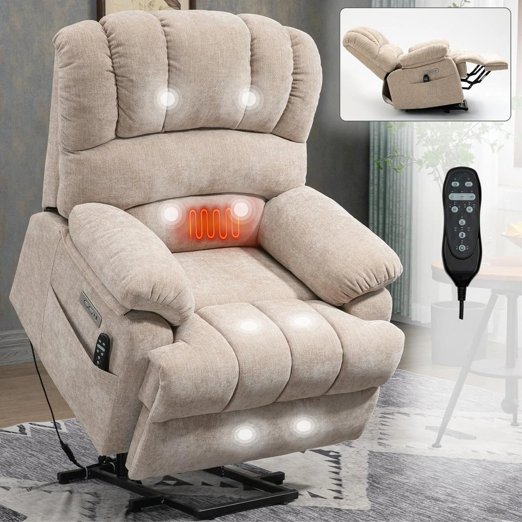 Streamdale Furniture Streamdale Chenille Power Lift Recliner with Massage and Heating
