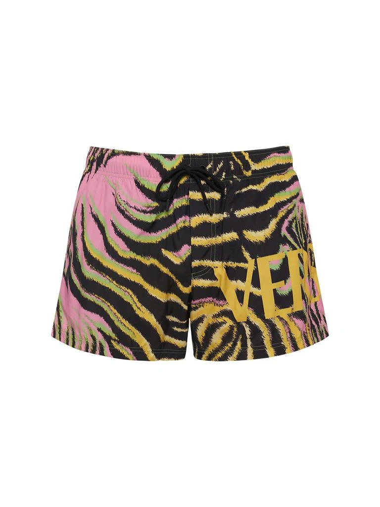 Versace Logo Printed Nylon Swim Shorts 1