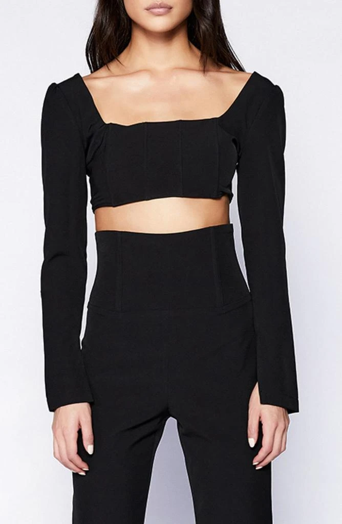 Bardot Marissa Corset Long Sleeve Crop Top 1