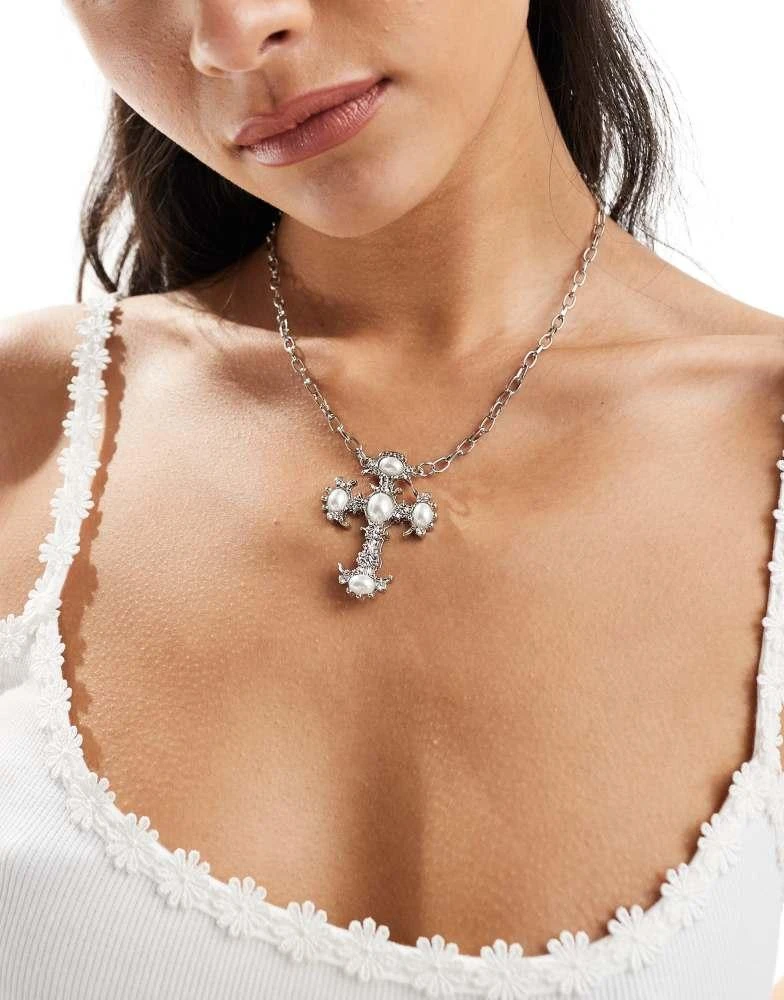 8 Other Reasons 8 Other Reasons rhodium plated large cross pendant necklace 1