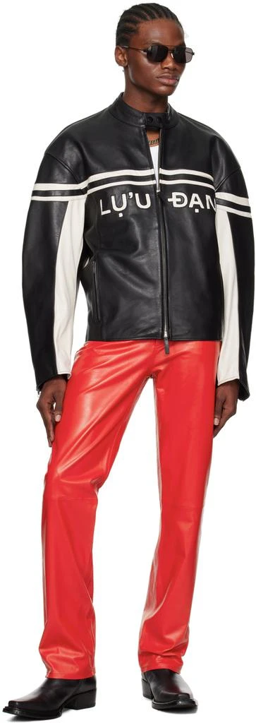LU'U DAN Red Straight Leg Leather Pants 4