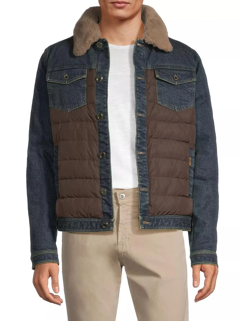 Moorer Shearling-Trimmed Denim Jacket 3