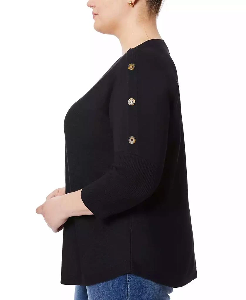 Melissa Paige Plus Size Button-Sleeve Boat-Neck Sweater 3