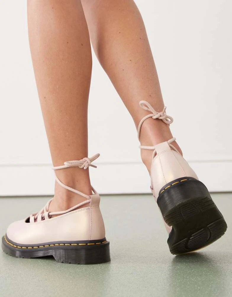 Dr. Martens Dr Martens Elphie II lace up shoes in powder pink & gold 2