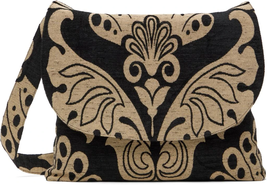 Anna Sui Black & Beige Beardsley Tapestry Bag 1