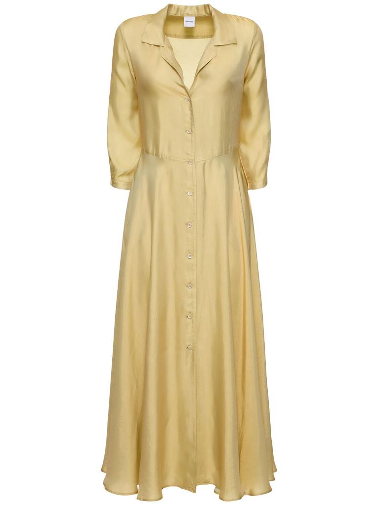 ASPESI Matte Satin Maxi Shirt Dress