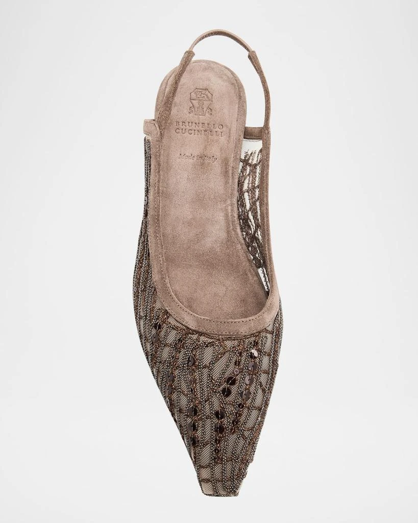 Brunello Cucinelli Woven Monili Slingback Flats 5