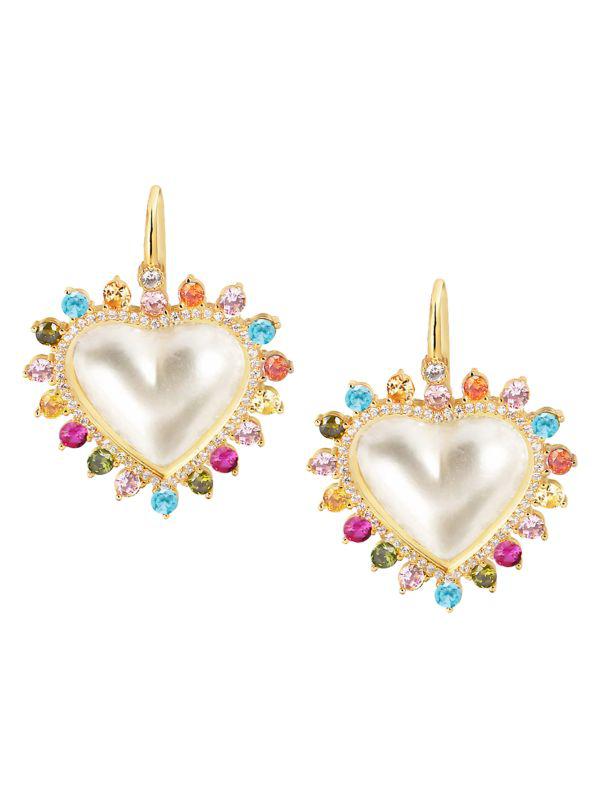 Gabi Rielle Outshine 14K Gold Vermeil, 20MM Freshwater Pearl & Cubic Zirconia Sweat Heart Earrings
