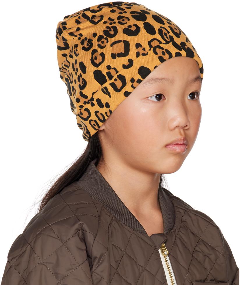 Mini Rodini Kids Beige Basic Leopard Beanie