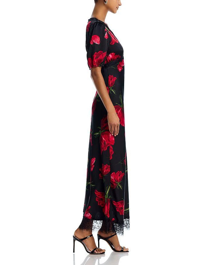 AQUA Rose Print Lace Trim Maxi Dress - Exclusive 5