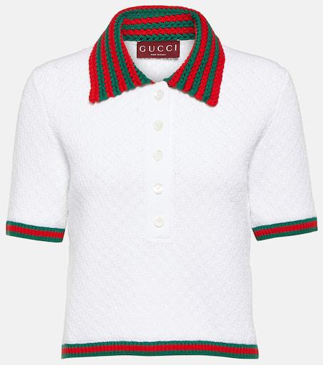 Cotton polo with gucci stripe shop