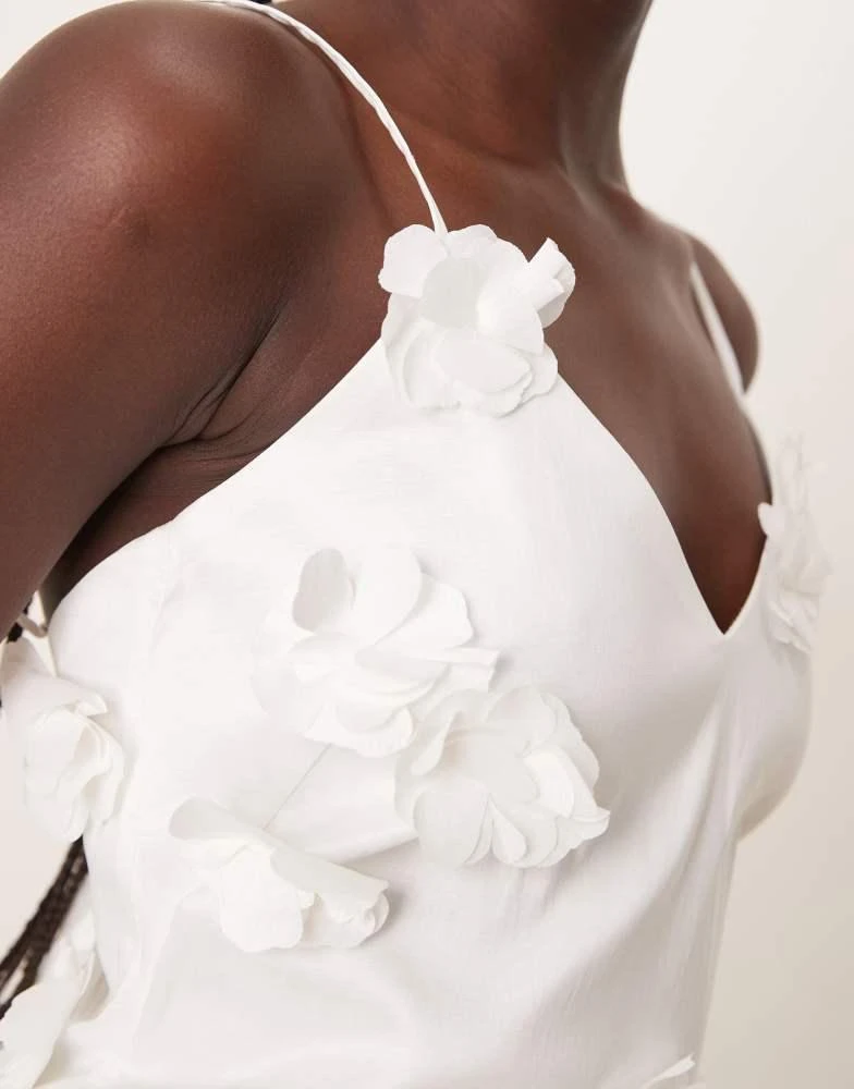 Abercrombie & Fitch Abercrombie & Fitch bridal 3-D applique mini dress in white 2
