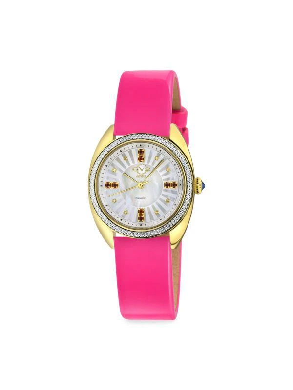 Gevril Palermo 35MM Stainless Steel, Multi Stone & Leather Strap Watch 1
