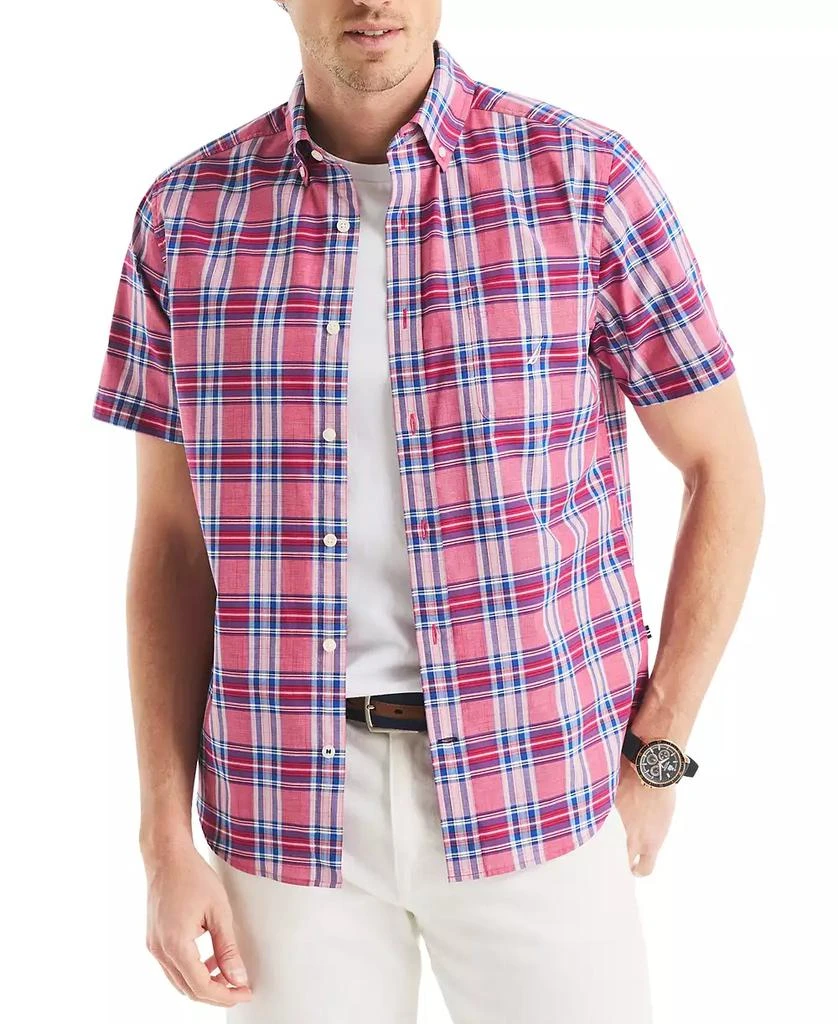 Nautica Men
s Classic-Fit Plaid Button-Down Shirt