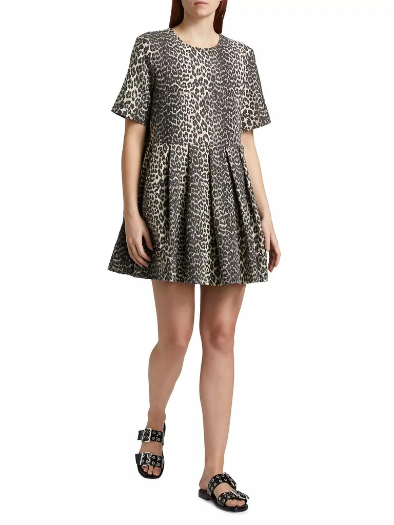 Ganni Leopard Cotton Tweed Minidress 2