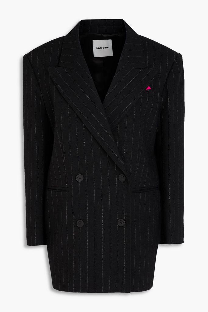 Sandro Double-breasted pinstriped tweed blazer