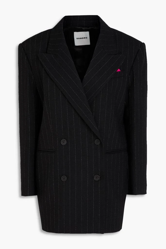 Sandro Double-breasted pinstriped tweed blazer 1