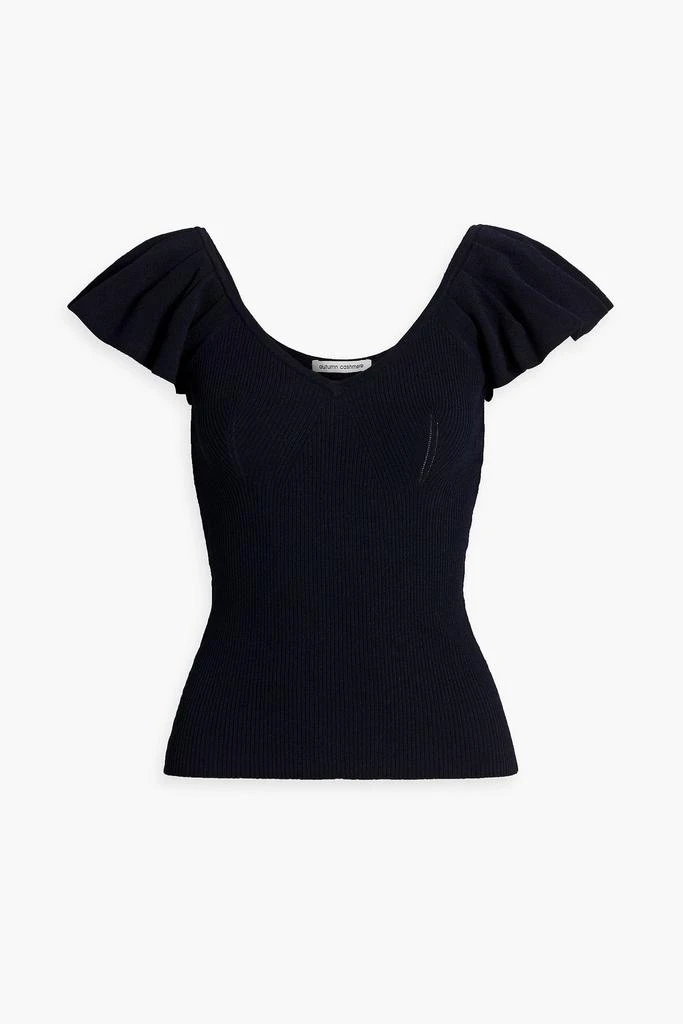 Autumn Cashmere Ruffled ribbed-knit top 1