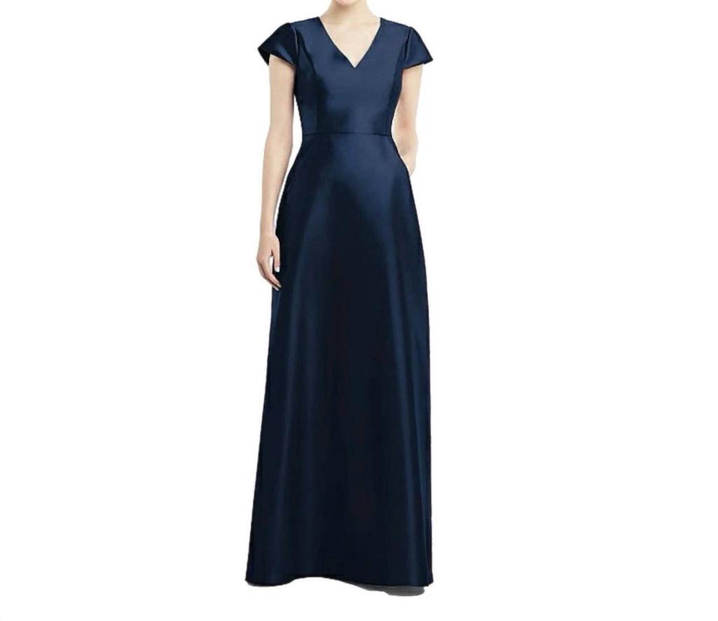 Alfred Sung Alfred Sung - Satin Twill Cap Sleeve Gown Formal Dress