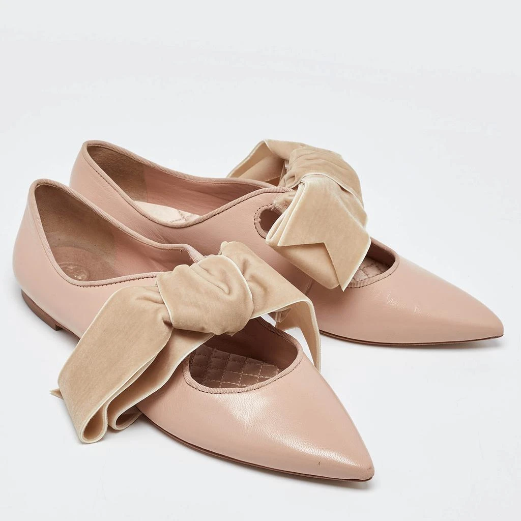 Tory Burch Tory Burch Pink/Beige Leather and Velvet Clara Pointed Toe Ballet Flats Size 39.5 4