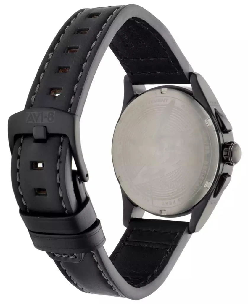 AVI-8 Men's Spitfire Lock Chronograph Black Leather Strap Watch 3