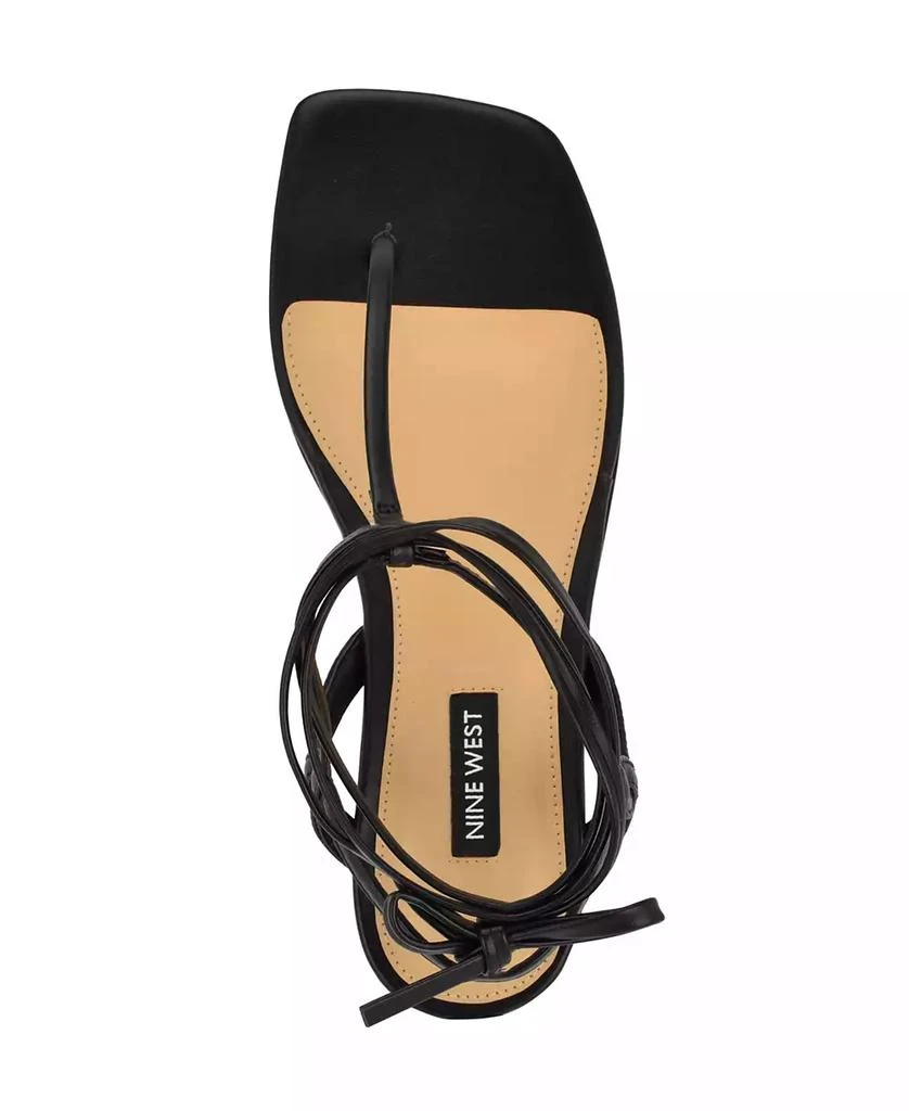 Nine West Women's Norta T-Strap Tie-Up Flat Sandals 4