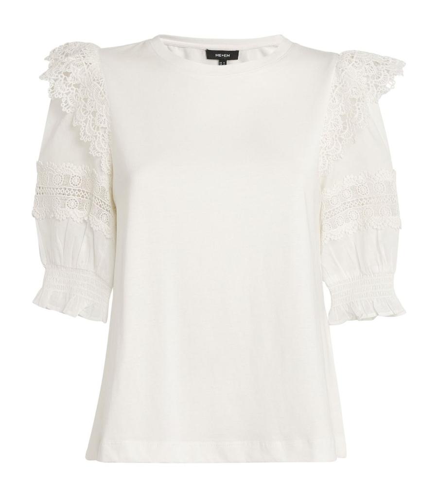 ME+EM Cotton Blend Lace-Insert T-Shirt