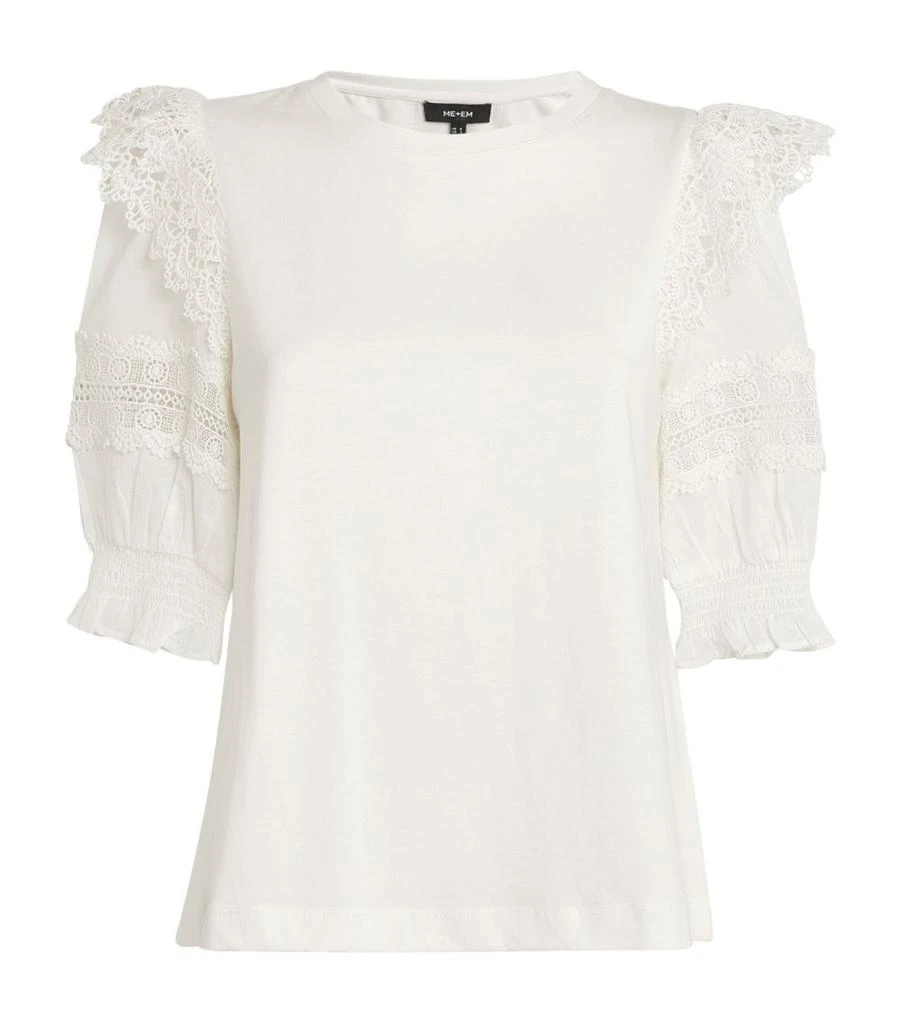 ME+EM Cotton Blend Lace-Insert T-Shirt 1