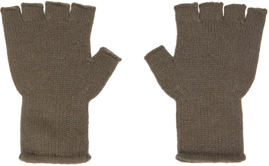 The Elder Statesman SSENSE Exclusive Gray Heavy Fingerless Gloves
