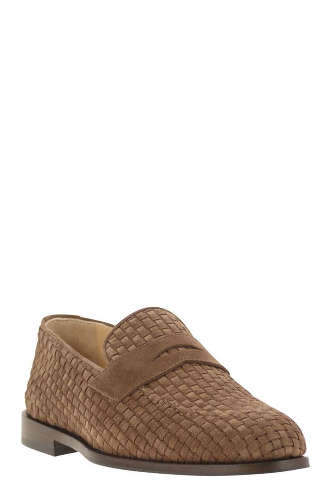 Brunello Cucinelli WOVEN SUEDE PENNY LOAFER