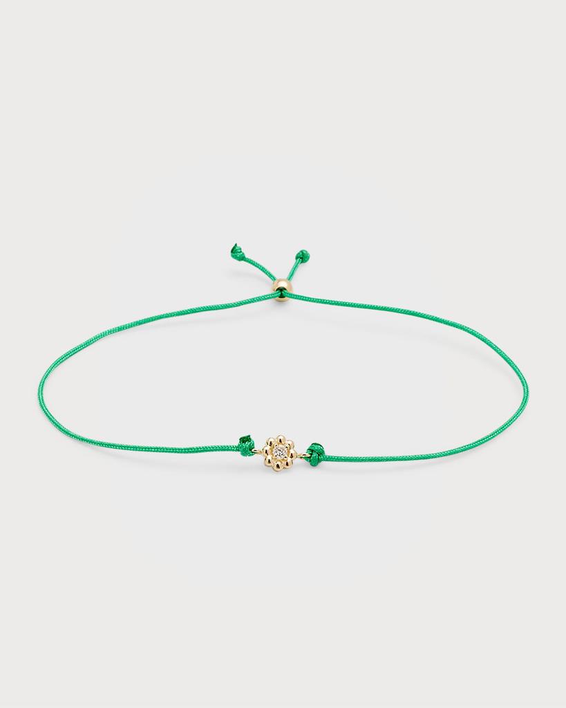 POPPY FINCH 14K Gold Diamond Daisy Cord Bolo Bracelet