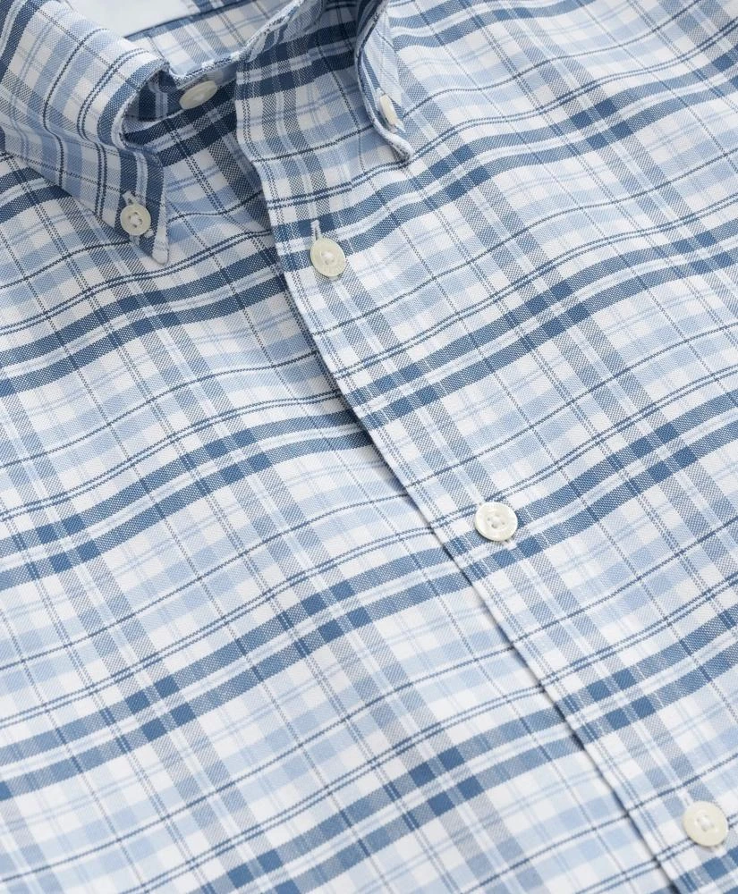 Brooks Brothers Stretch Cotton Non-Iron Oxford Button-Down Collar, Checked Short-Sleeve Shirt 2