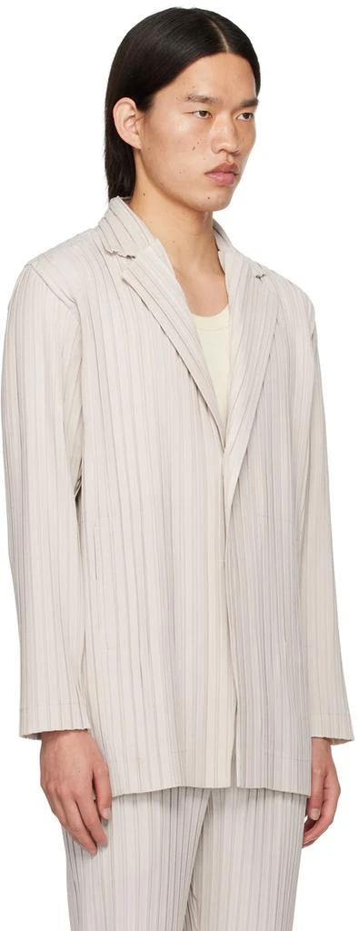 Homme Plissé Issey Miyake Beige Box Pleats Ensemble Blazer 2