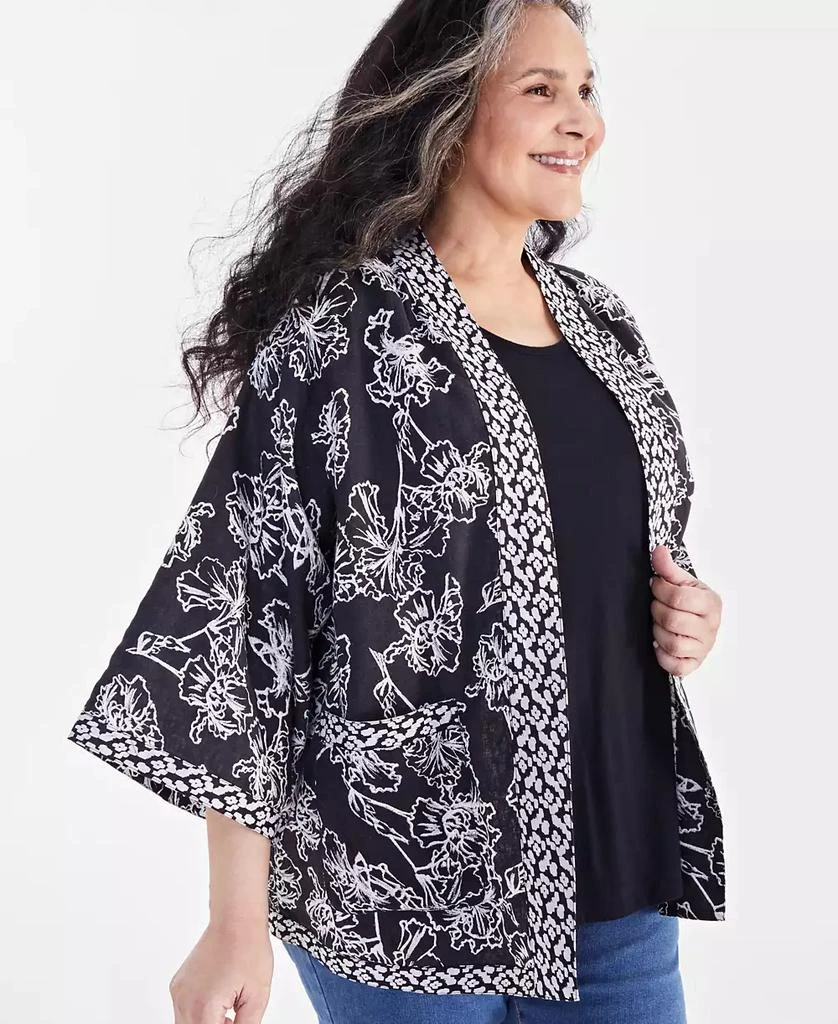 Style & Co Plus Size Linen Blend Reversible Kimono, Created for Macy's 3