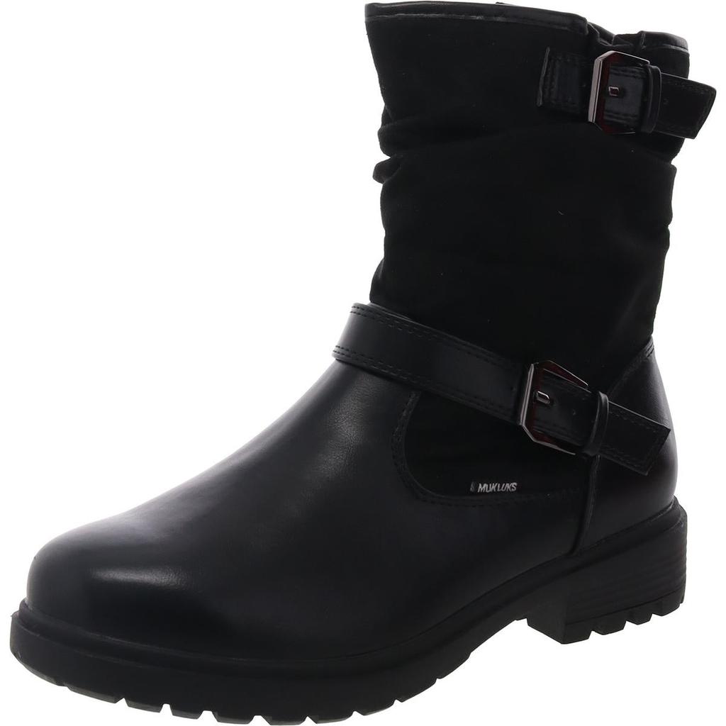 MUK LUKS Womens Buckle Leather Ankle Boots