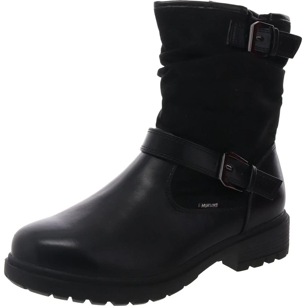 MUK LUKS Womens Buckle Leather Ankle Boots 1