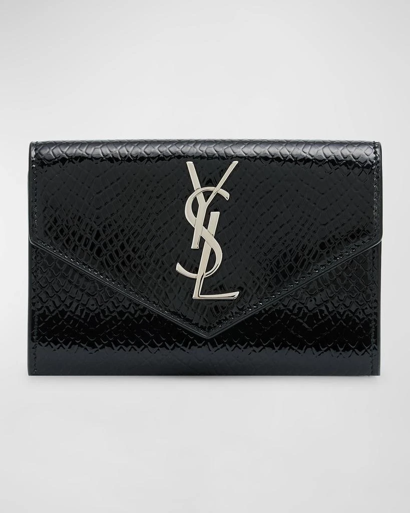 Yves Saint Laurent Small YSL Flap Wallet in Python-Embossed