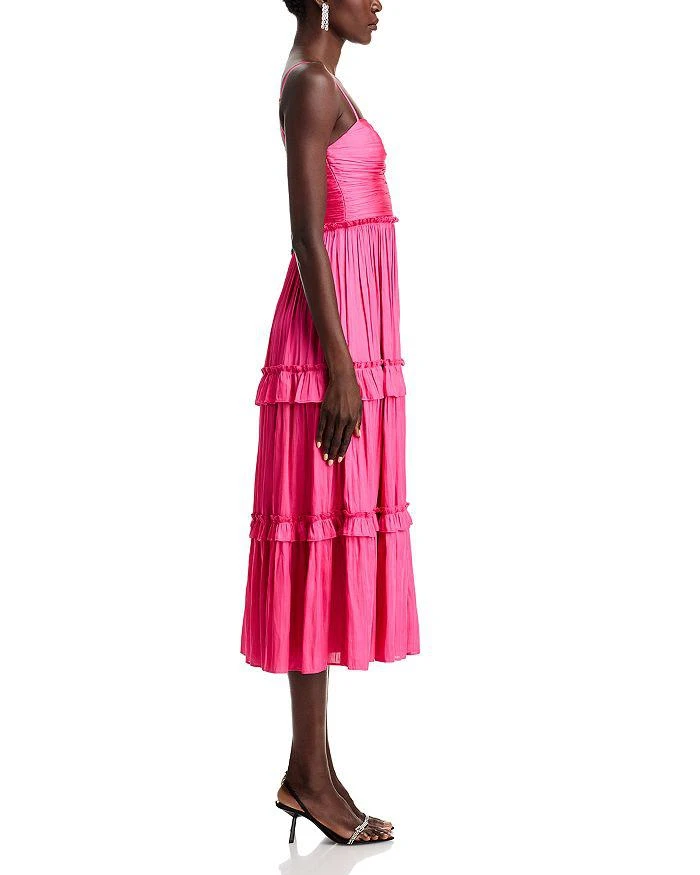 AQUA Ruched Ruffled Midi Dress - Exclusive 5