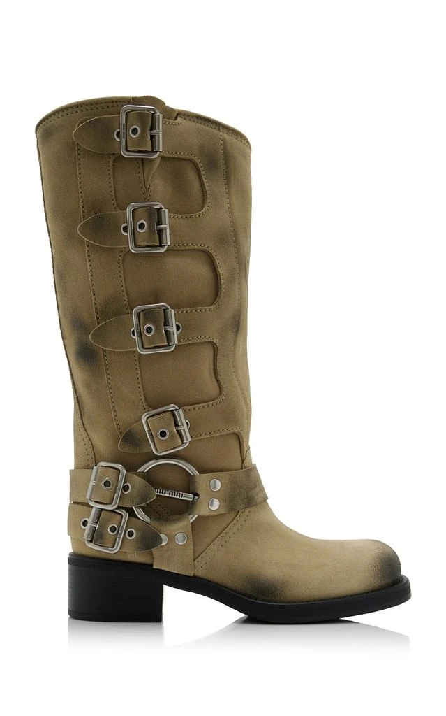 Miu Miu Miu Miu - Buckled Leather Boots - Tan - IT 36 - Moda Operandi 1