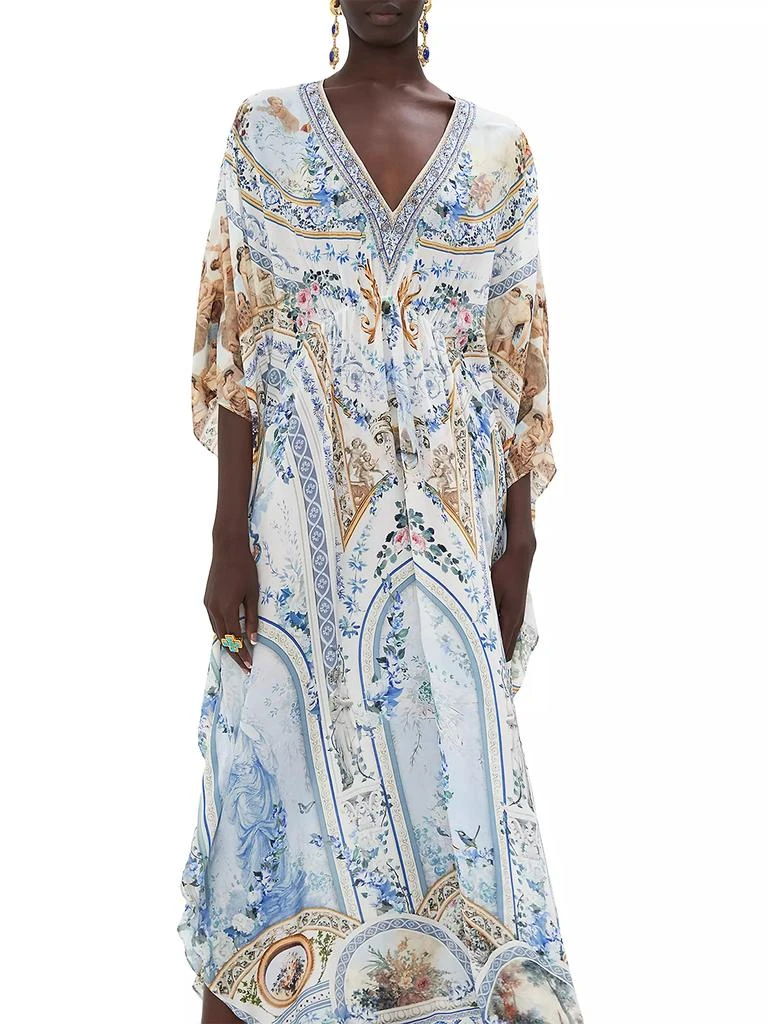 Camilla Floral Silk V-Neck Caftan 5